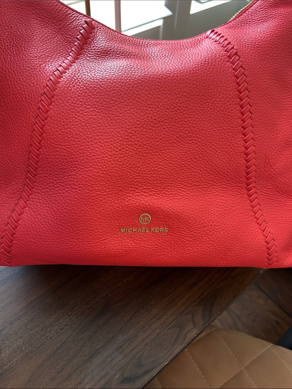 Michael Kors Coral Leather Hobo Bag- NWOT - Picture 3 of 12